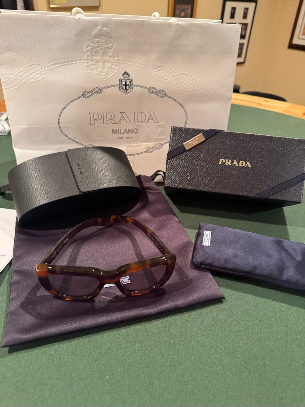NEW with Tags. Prada Tortoiseshell Brown Frame Sunglasses with Gray Lenses - Picture 4 of 9